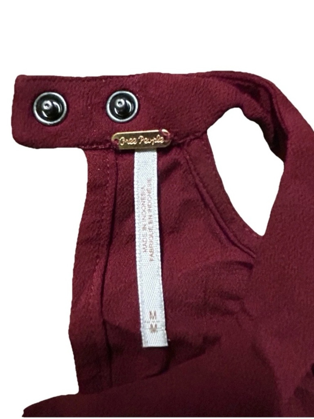 Women’s Free People Burgundy Tunic Length Blouse Ballon Sleeves Size Medium - Picture 4 of 4